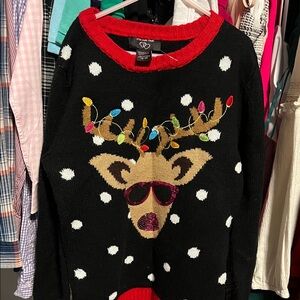 It's Our Time Black and Red Reindeer Sweater
